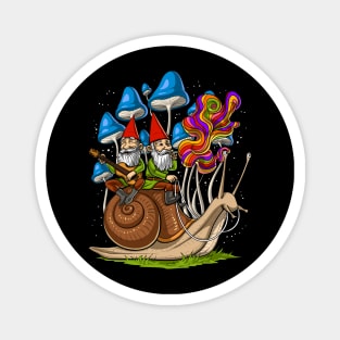 Magic Mushrooms Gnomes On Snail Magnet